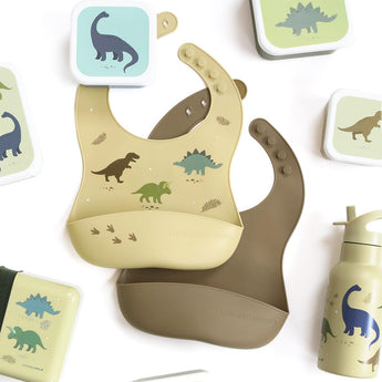 Silicone Bib Set of 2 - Dinosaurs - My Little Thieves