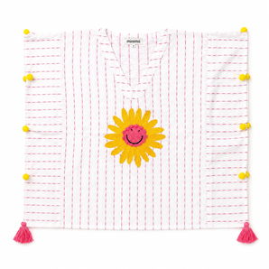 Girls Pink  Beach Coverup with Smiley Sunflower