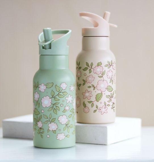 Stainless steel drink bottle: Blossoms Sage - My Little Thieves