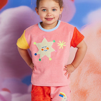 Stars Girls Terry T Shirt + Shorts Set | Kids Summer Outfit - My Little Thieves