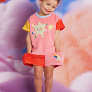 Stars Girls Terry T Shirt + Shorts Set | Kids Summer Outfit - My Little Thieves