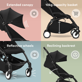Stokke Yoyo3 Black Frame With 0+ & 6+ Pack Bundle | Award Winning Compact Stroller - My Little Thieves