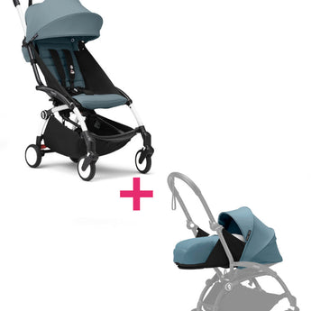 Stokke YOYO3 White Frame 0+ and 6+ Aqua