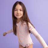Swim Essentials Apricot Orange Girls Long Sleeve Swimsuit | Kids Swim - My Little Thieves