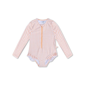 Swim Essentials Apricot Orange Girls Long Sleeve Swimsuit | Kids Swim - My Little Thieves