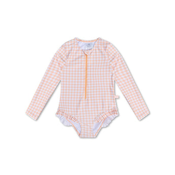 Swim Essentials Apricot Orange Girls Long Sleeve Swimsuit | Kids Swim - My Little Thieves