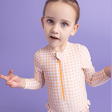 Swim Essentials Apricot Orange Girls Long Sleeve Swimsuit | Kids Swim - My Little Thieves