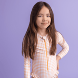 Swim Essentials Apricot Orange Girls Long Sleeve Swimsuit | Kids Swim - My Little Thieves