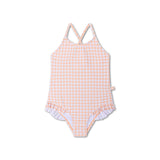 Swim Essentials Apricot Orange Print Swimsuit For Girls | Kids Swimwear - My Little Thieves