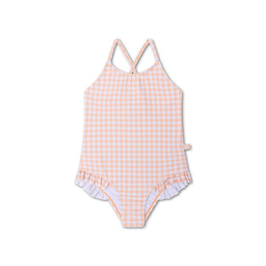 Swim Essentials Apricot Orange Print Swimsuit For Girls | Kids Swimwear - My Little Thieves
