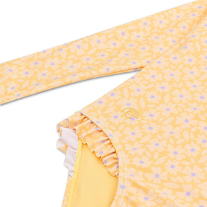 Swim Essentials Florish Yellow Girls Long Sleeve Swimsuit | Kids Swim - My Little Thieves