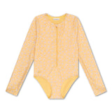Swim Essentials Florish Yellow Girls Long Sleeve Swimsuit | Kids Swim - My Little Thieves