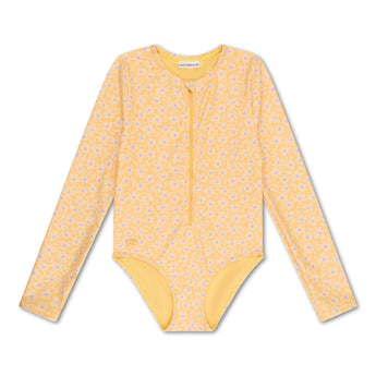 Swim Essentials Florish Yellow Girls Long Sleeve Swimsuit | Kids Swim - My Little Thieves