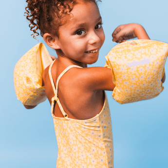 Swim Essentials Florish Yellow Swimsuit For Girls | Kids Swimwear - My Little Thieves