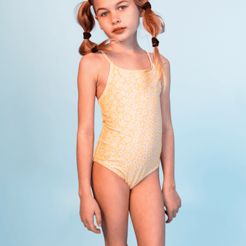 Swim Essentials Florish Yellow Swimsuit For Girls | Kids Swimwear - My Little Thieves