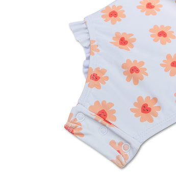 Swim Essentials Flower Hearts Girls Long Sleeve Swimsuit | Kids Swim - My Little Thieves