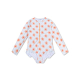 Swim Essentials Flower Hearts Girls Long Sleeve Swimsuit | Kids Swim - My Little Thieves