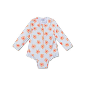 Swim Essentials Flower Hearts Girls Long Sleeve Swimsuit | Kids Swim - My Little Thieves