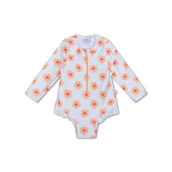 Swim Essentials Flower Hearts Girls Long Sleeve Swimsuit | Kids Swim - My Little Thieves