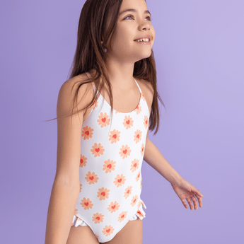 Swim Essentials Flower Hearts Print Swimsuit For Girls | Kids Swimwear - My Little Thieves