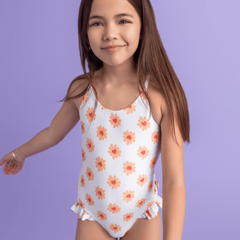 Swim Essentials Flower Hearts Print Swimsuit For Girls | Kids Swimwear - My Little Thieves