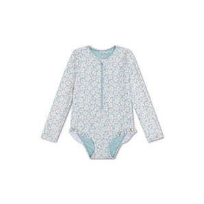 Swim Essentials Girls Green Florish Long Sleeve Swimsuit - My Little Thieves
