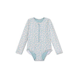 Swim Essentials Girls Green Florish Long Sleeve Swimsuit - My Little Thieves