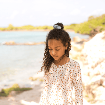 Swim Essentials Khaki Leopard Girls Long Sleeve Swimsuit | Kids Swimwear - My Little Thieves