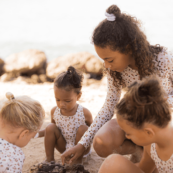 Swim Essentials Khaki Leopard Girls Long Sleeve Swimsuit | Kids Swimwear - My Little Thieves
