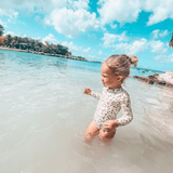 Swim Essentials Khaki Leopard Girls Long Sleeve Swimsuit | Kids Swimwear - My Little Thieves