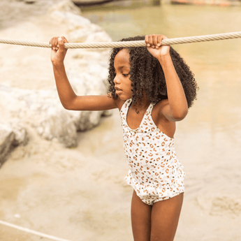 Swim Essentials Khaki Leopard Print Swimsuit For Girls | Kids Swimwear - My Little Thieves