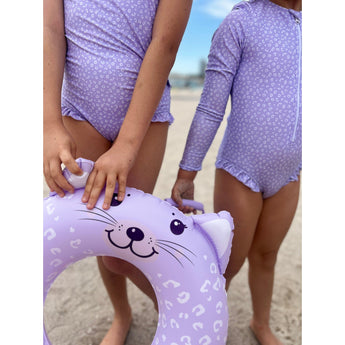 Swim Essentials Lila Leopard Print Swimsuit For Girls | Kids Swimwear - My Little Thieves