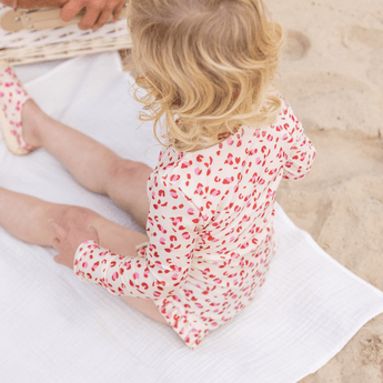 Swim Essentials Pastel Pink Leopard Girls Long Sleeve Swimsuit - My Little Thieves