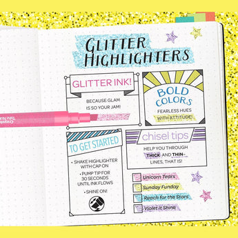 Take Note Glitter Highlighters, 4 Count - My Little Thieves