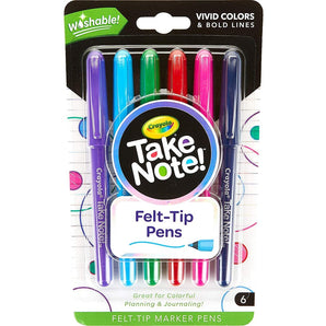 Take Note Washable Felt Tip Pens, 6 Count - My Little Thieves