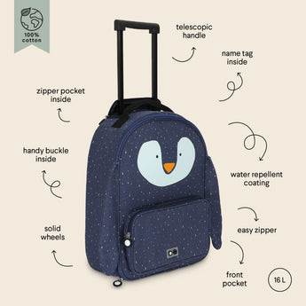Trixie Kids Animal Themed Travel Trolley | Water Repellent Cotton Luggage - My Little Thieves