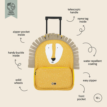 Trixie Kids Animal Themed Travel Trolley | Water Repellent Cotton Luggage - My Little Thieves