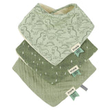 Trixie Organic Bandana Bib 3 Pack Rosy Rabbit, Daring Dino, Lively Lion | Bibs, Apron & Burp Clothes - My Little Thieves