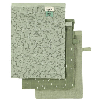 Trixie Organic Muslin Washcloths 3 Pack Enchanting Designs | Washcloths - My Little Thieves