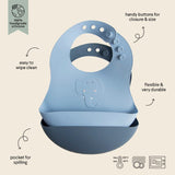 Trixie Silicone Baby Bib | Easy Clean Food Grade With Spill Pocket - My Little Thieves