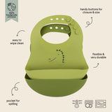 Trixie Silicone Baby Bib | Easy Clean Food Grade With Spill Pocket - My Little Thieves