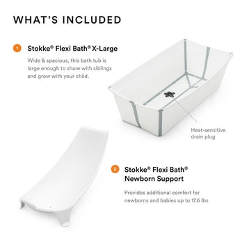 Stokke Flexi Bath X-Large with Newborn Support bundle contents