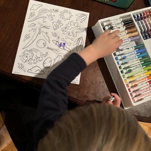 Crayola Dinosaurs 5 in 1 Creativity Kit lifestyle with child