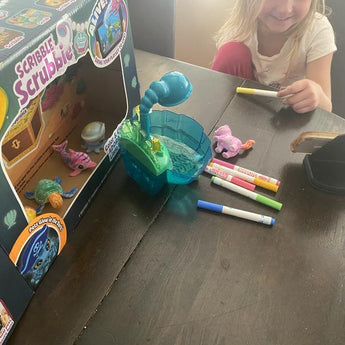 Crayola Scribble Scrubbie Glow Lagoon lifestyle with child