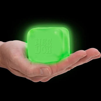 NeeDoh Nice Cube Glow Green lifestyle in hand