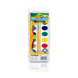 Washable Watercolors Pans with Plastic Handled Brush, 16 Count - My Little Thieves