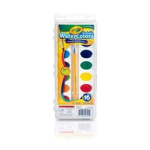 Washable Watercolors Pans with Plastic Handled Brush, 16 Count - My Little Thieves