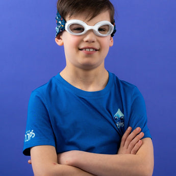 Waterplops Blue Junior Swimming Goggles Ultra Soft Band With Sports Fan | Swim Accessories - My Little Thieves