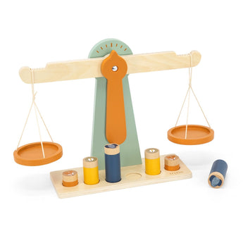 Wooden scale with 6 weights - My Little Thieves
