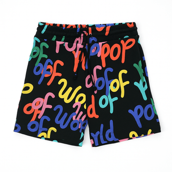 World Of Pop Children’s Black Printed Shorts | Bold Graphic Style - My Little Thieves